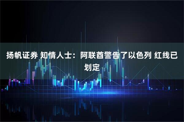扬帆证券 知情人士：阿联酋警告了以色列 红线已划定