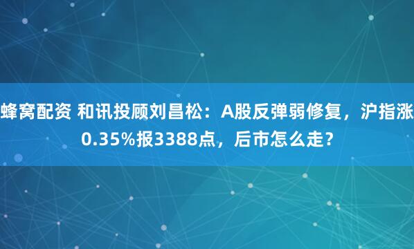 蜂窝配资 和讯投顾刘昌松：A股反弹弱修复，沪指涨0.35%报3388点，后市怎么走？